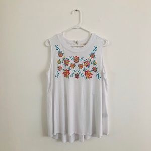 Style & Co White Floral Blouse Large